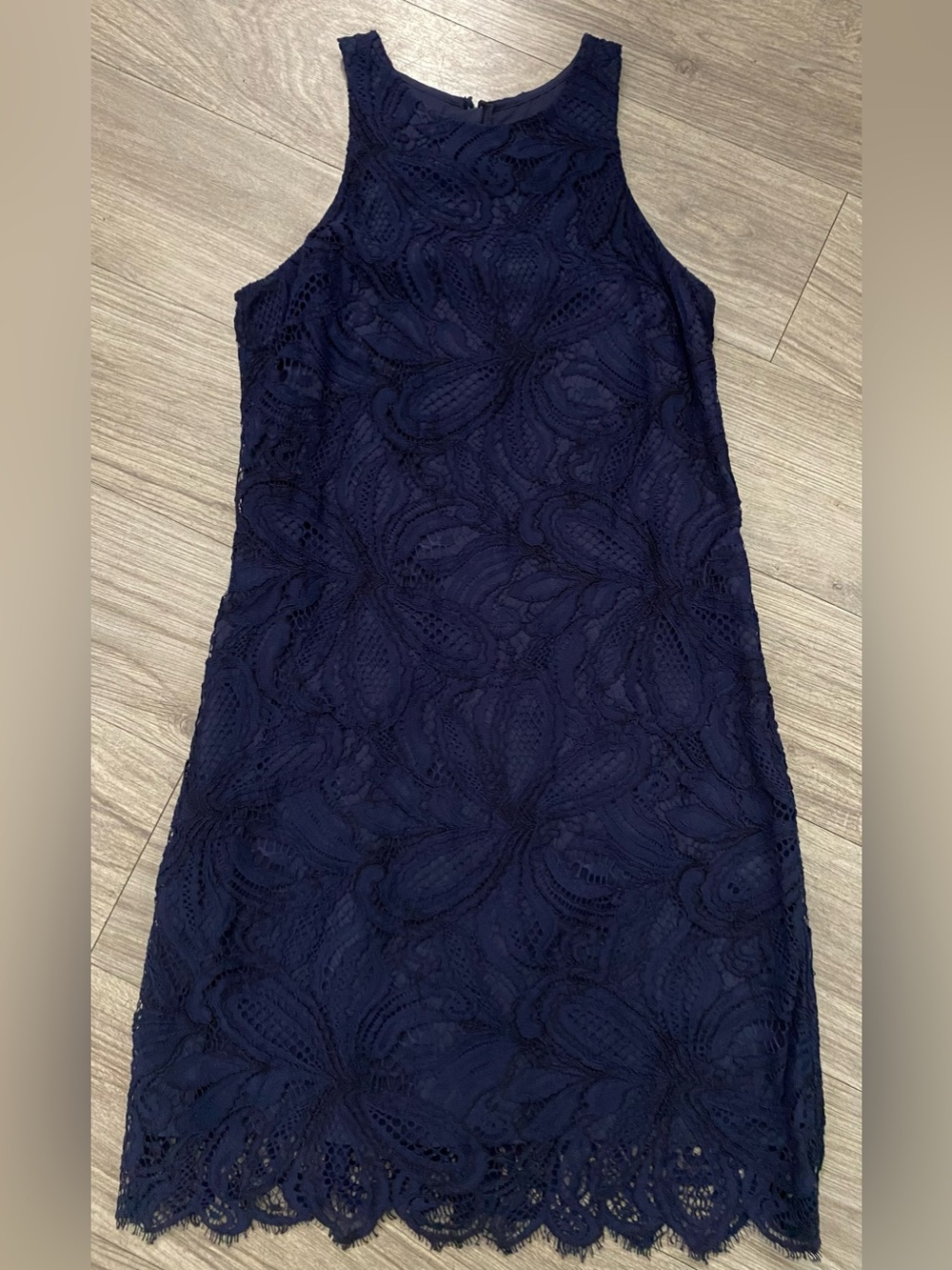 Aritzia Babaton Henry Lace Sheath Navy Midi Dress
